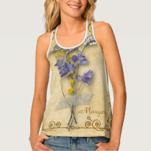 Hermosas flores beige secas de época con nombre