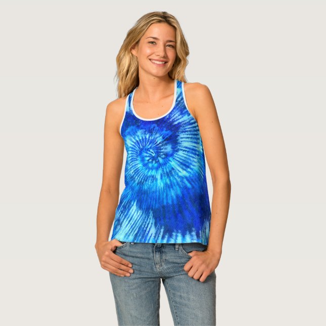 Camiseta De Tirantes Hippie Tie Dye Pattern Watercolor Azul Moderno Zazzle.es