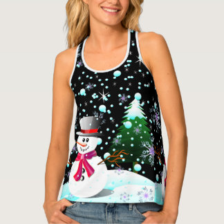 Camiseta De Tirantes Muñeco de nieve "Felices Navidad" personalizadas