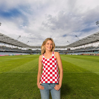 Camiseta De Tirantes Patrón de tablero de ajedrez rojo croata moderno