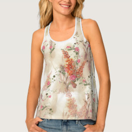 Camiseta De Tirantes Tema botánico elegante de tono neutro de otoño