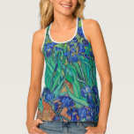 Camiseta De Tirantes Van Gogh Irises. Impresionismo floral vintage azul<br><div class="desc">Cúpula del tanque Van Gogh "Irises". El arte del impresionismo floral azul.</div>