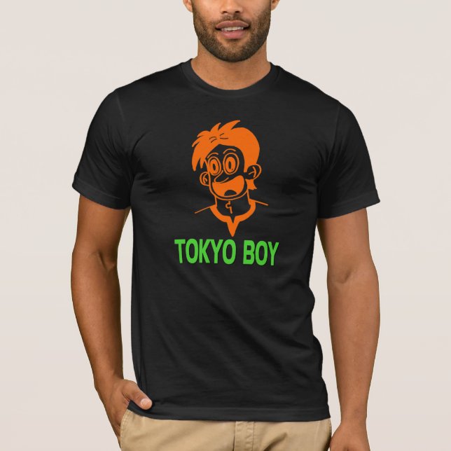 Camiseta de Tokyo Boy (Línea Verde y Naranja) (Anverso)