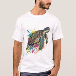 Camiseta de tortuga marina con salpicaduras de col