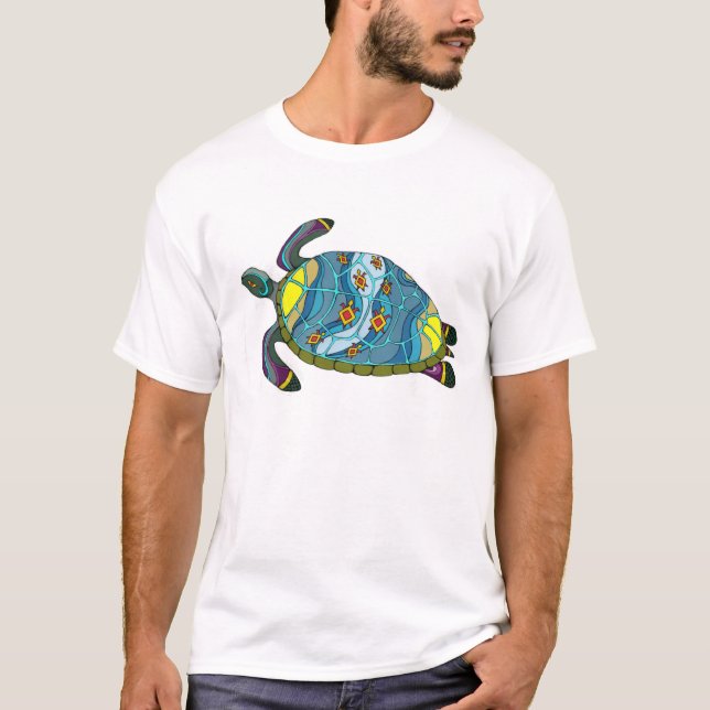 Camiseta de tortuga marina psicodélica (Anverso)