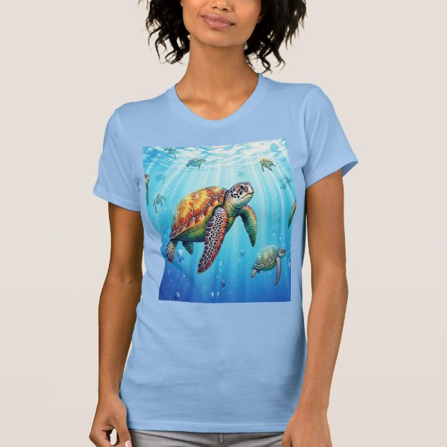 Camiseta de tortugas en el mar  (Anverso)