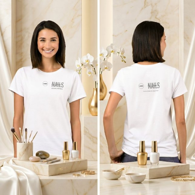 Camiseta de trabajo para técnico de uñas con logot (Subido por el creador)