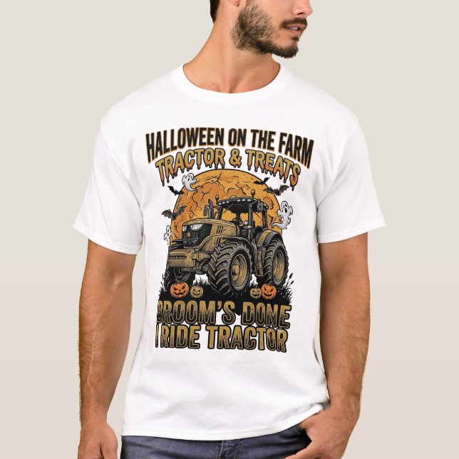 Camiseta de Tractor de Halloween Divertida Bruja d (Anverso)
