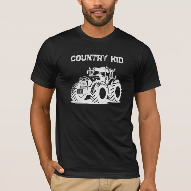 Camiseta de Tractor para Niño de Campo Tee Oscura  (Anverso)