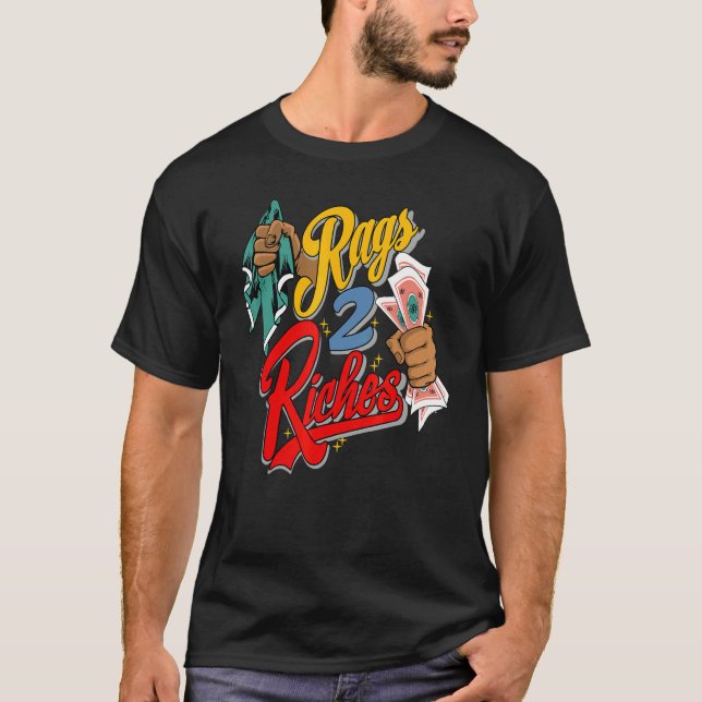 Camiseta De Trapo a Rico SE Negro Multi 1s Coincidente (Anverso)