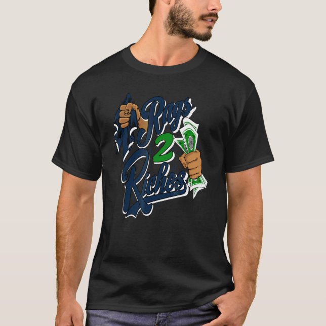 Camiseta De Trapos a Riquezas Brave Blue 13s Combinación (Anverso)