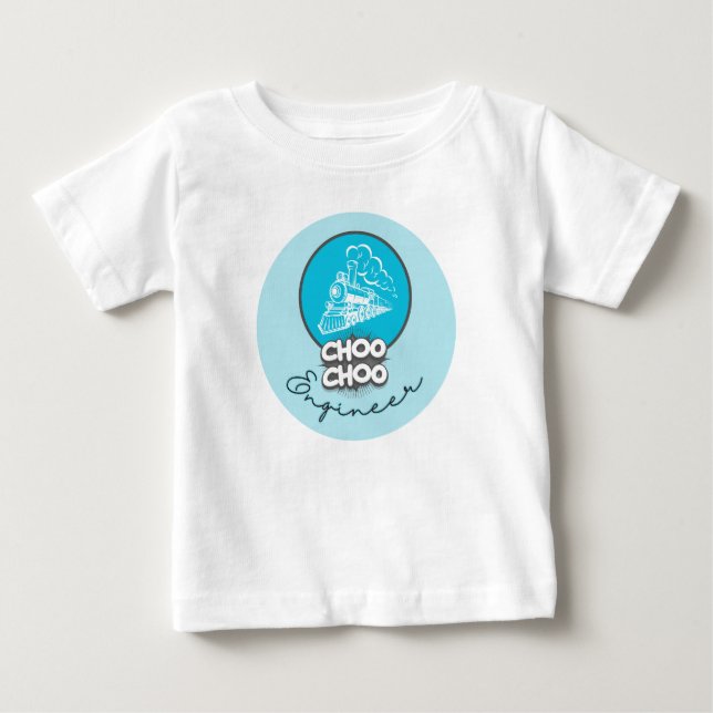 Camiseta De Tren Azul Bebé Choo Choo Ingeniero Niñ (Anverso)