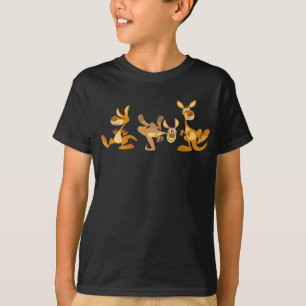 Camiseta de trío lindo de canguros de dibujos anim