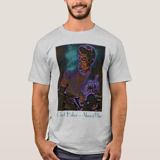 Camiseta de trompeta azul Chet Baker (Anverso)