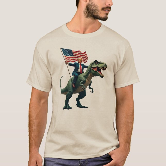 Camiseta de Trump montando un T-Rex - Mantener a A (Anverso)