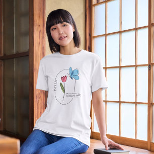 Camiseta de tulipán y mariposa