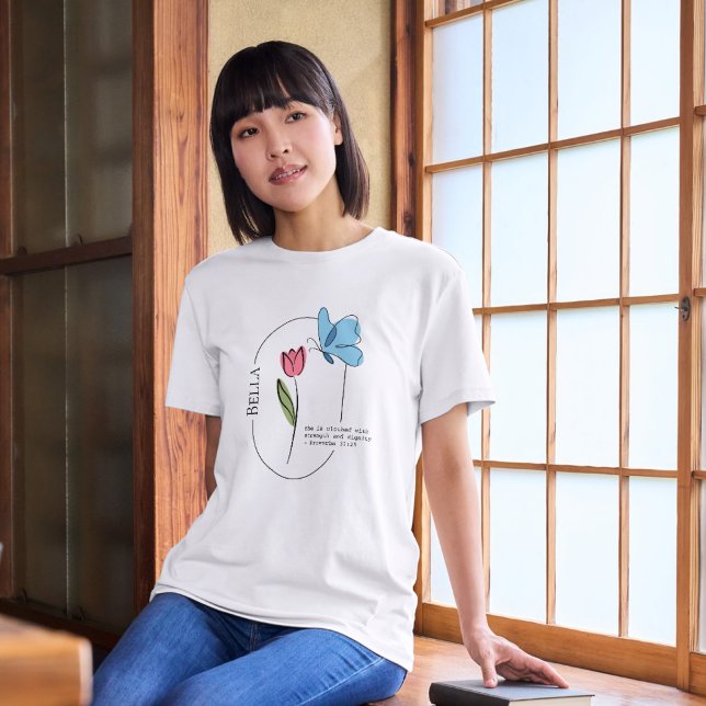 Camiseta de tulipán y mariposa (Subido por el creador)