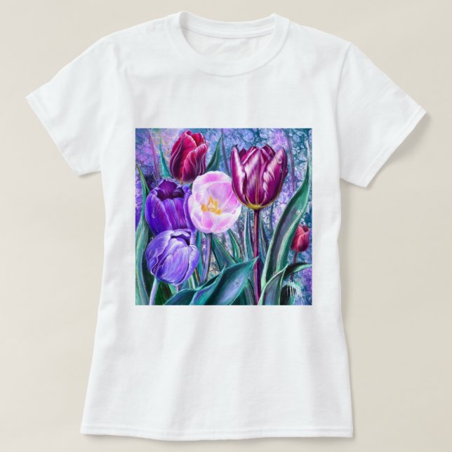 Camiseta de Tulipanes Coloridos (Diseño del anverso)