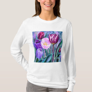 Camiseta de Tulipanes Coloridos Pintados