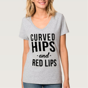 Camiseta de Tumblr Curvada en caderas y labios roj