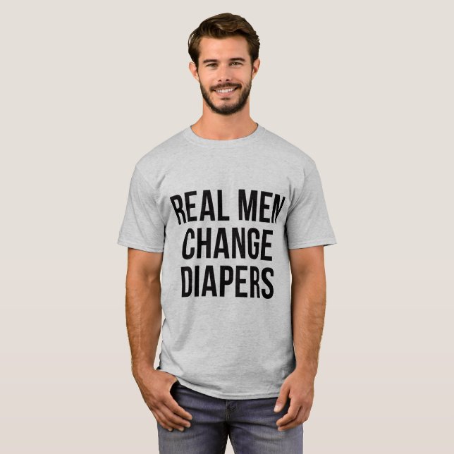 Camiseta de Tumblr Hombres de verdad cambian pañal (Anverso completo)
