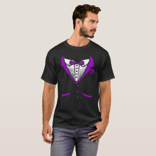Camiseta De Tuxedo Con Azulejos De Bow Púrpura
