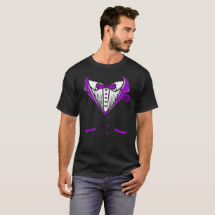 Camiseta De Tuxedo Con Azulejos De Bow Púrpura
