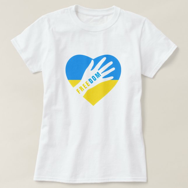 Camiseta de Ucrania Libertad Corazón de bandera uc (Diseño del anverso)