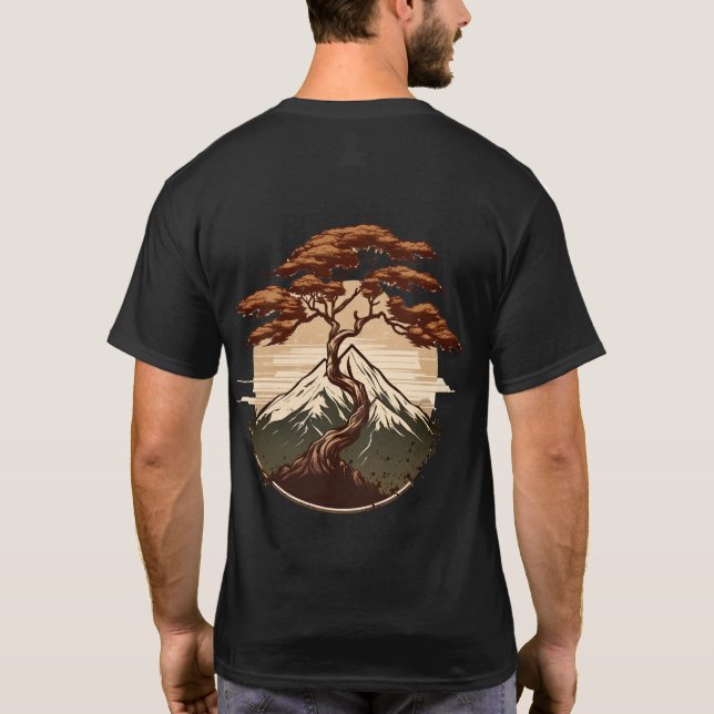 Camiseta de un árbol al estilo tradicional japonés (Reverso)