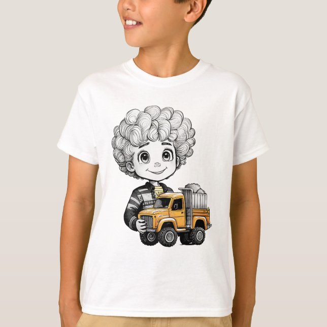 Camiseta de un camionero júnior, Unisex (Anverso)
