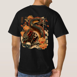 Camiseta de un dragón al estilo tradicional japoné