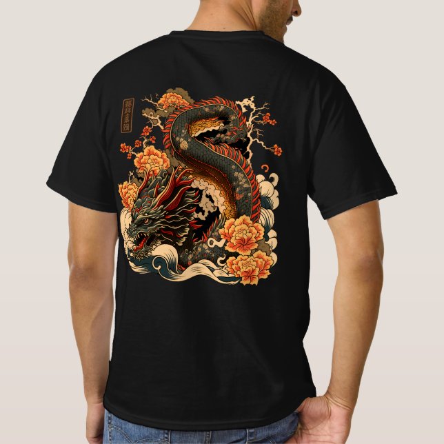 Camiseta de un dragón al estilo tradicional japoné (Reverso)