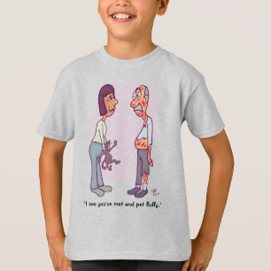 Camiseta de un niño doblado mascota