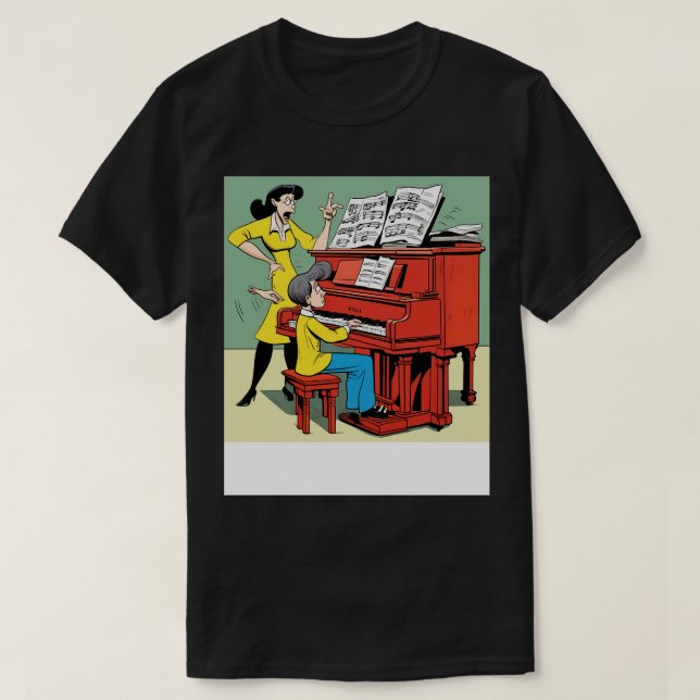 Camiseta de una profesora de piano femenina estricta (Diseño del anverso)