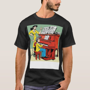Camiseta de una profesora de piano femenina estricta