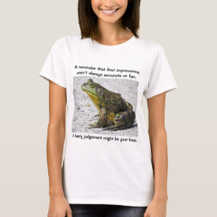 Camiseta de una rana toro con un mensaje