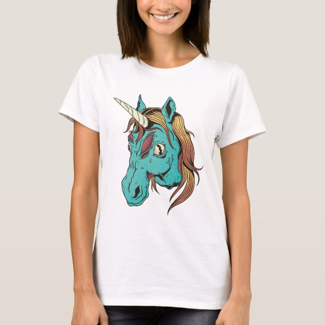 Camiseta de Unicorn, Personalizado azul zombi (Anverso)