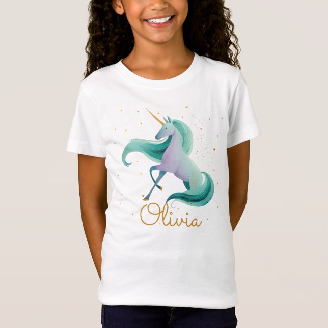 Camiseta de unicornio de Chicas - Nombre personali (Anverso)