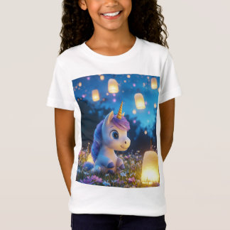 Camiseta de Unicornio Mágico Adorable con Linterna