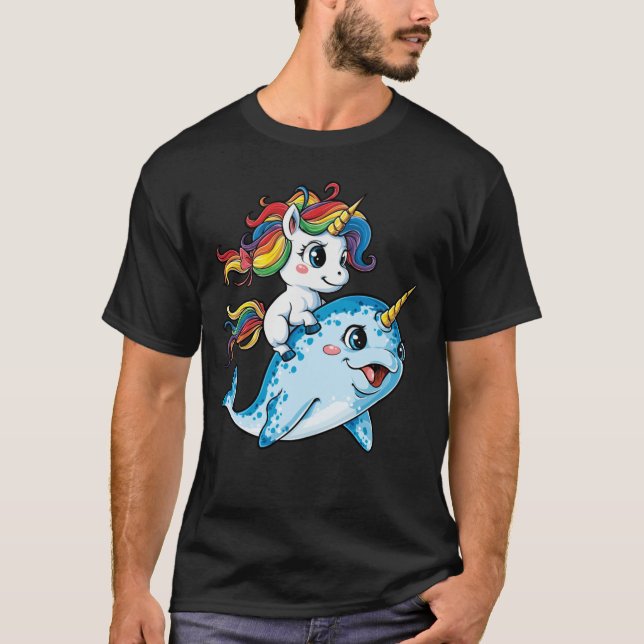 Camiseta de unicornio montando narval escuadrón ch (Anverso)