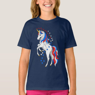 Camiseta de unicornio patriótico americano rojo bl