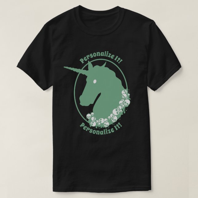 Camiseta de unicornio zombie verde (Diseño del anverso)