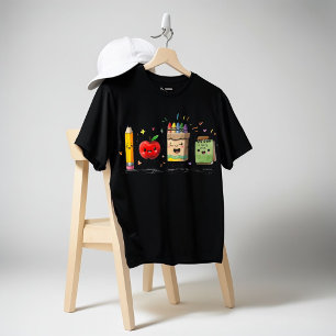 Camiseta de útiles escolares lindos Lápiz Manzana