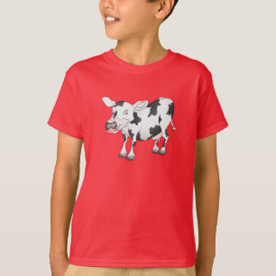 Camiseta de vaca blanca y negra
