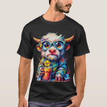 Camiseta de vaca colorida con bebida fría