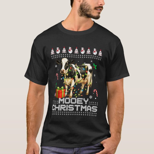 Camiseta de Vaca de Navidad Mooey Divertida Navida (Anverso)