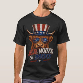 Camiseta de vaca Highland Roja Blanca y Moo - Dive