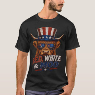 Camiseta de vaca Highland Roja Blanca y Moo - Dive