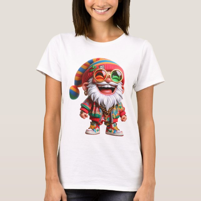 Camiseta de vacaciones Ho-Ho Hippie Santa para muj (Anverso)