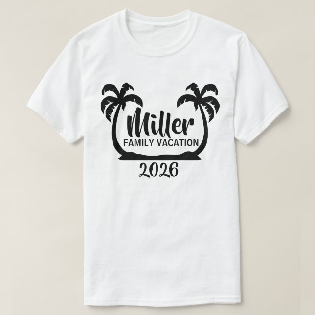 Camiseta de vacaciones para familias de palmeras (Diseño del anverso)